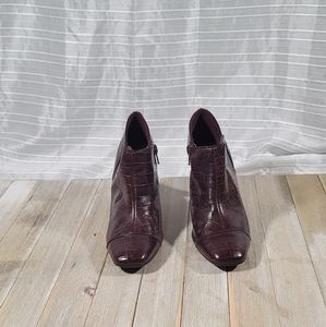Antonio Melani Zip Burgundy Croc Booties